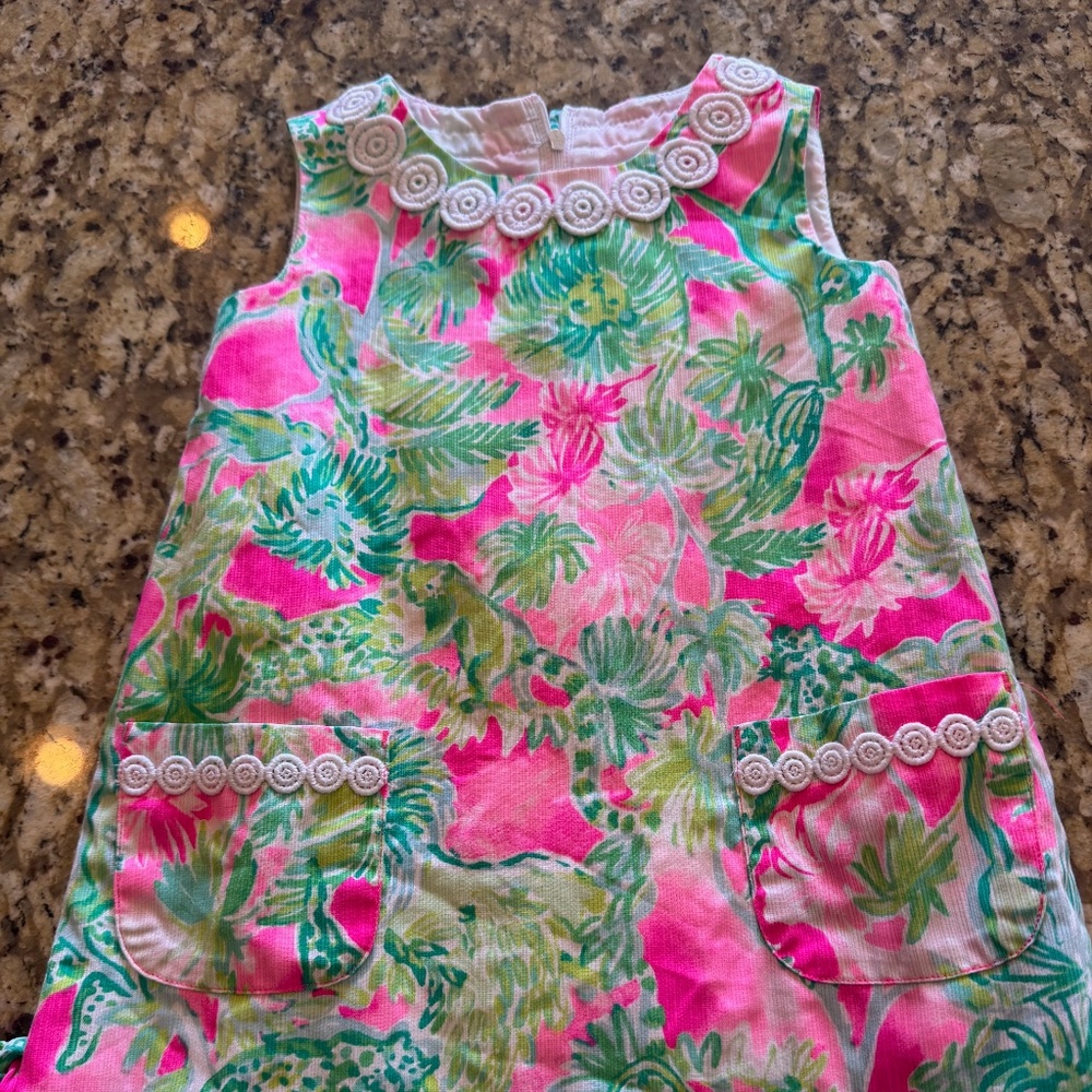 2T Lilly Pulitzer Pink and Green Dress with Animal Patterns